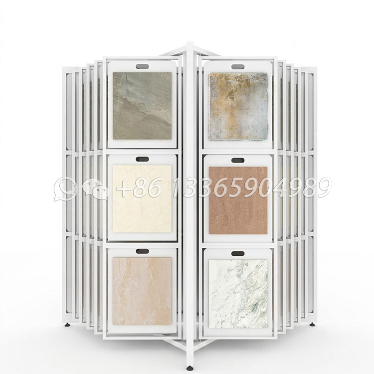 white turning page ceramic tile display stand-cf2075
