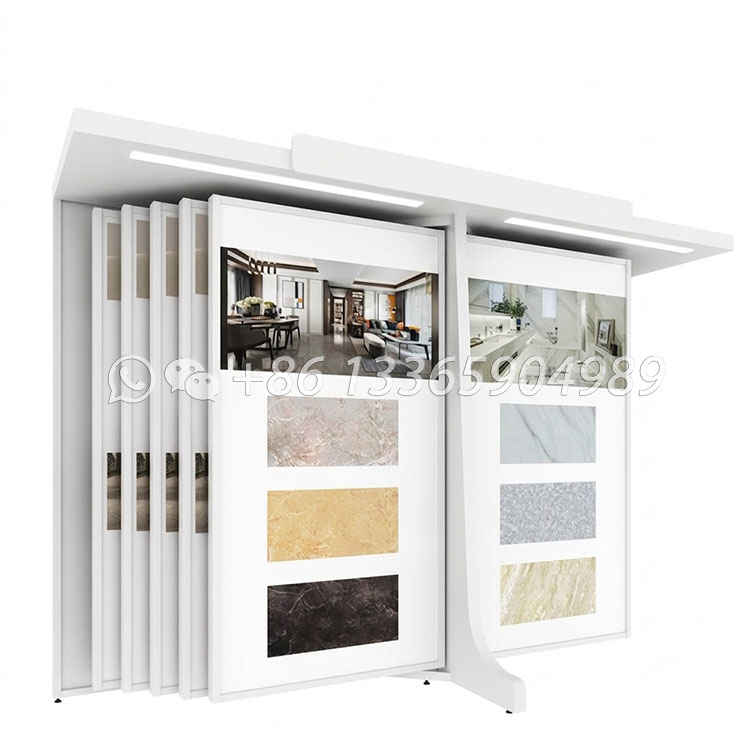 hot sale tile type large landing double-row 10 pages can be printed logo with double row of light turning display rack cf2063
