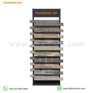 Natural stone culture stone black painted metal display stand-SW115
