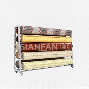 three rows of two carpet display stand,rolling carpet rack-cj2004
