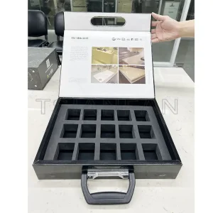 Black box Granite Marble Sample Portable Storage Display Box with handle