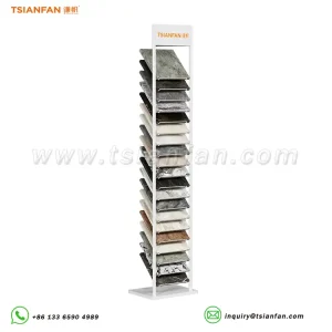 Metal White Granite Display Rack Showroom Design Tower-SRL003