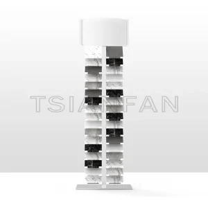 The exhibition hall displays stone sample marble quartz stone tile display floor stand SRL015
