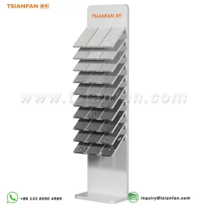 Contemporary quartz stone exhibit shelves outdoor display tower granite sample -SRL046