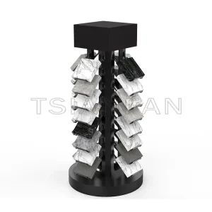 2023 New design logo printing marble stone natural stone sample rotating display stand srt3014