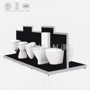 custom home appliance retail shop large wooden advertising bathroom toilet sanitary ware display stand-vm2011
