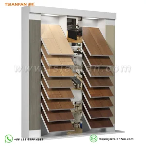 custom wood floor display stand with LED light-WL033