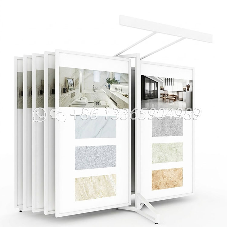 high quality tile type large wall printable logo double row 10 page simple flip type display rack cf2059