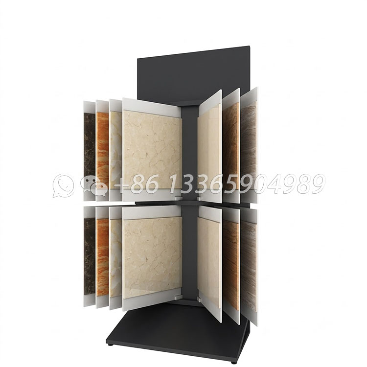black turning page ceramic tile stone display rack-cf914