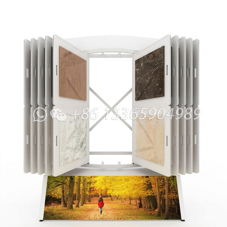 hot manufacture tile type landing can be printed poster logo double-row paging rack cf2048