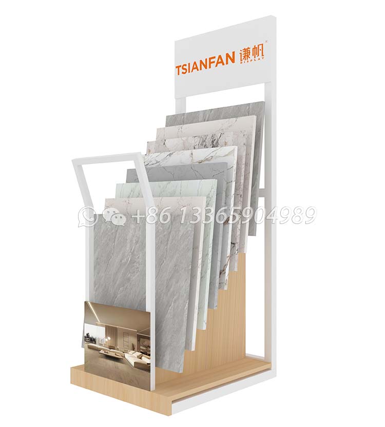 Simple black iron tile display stand for showroom use-SRL955