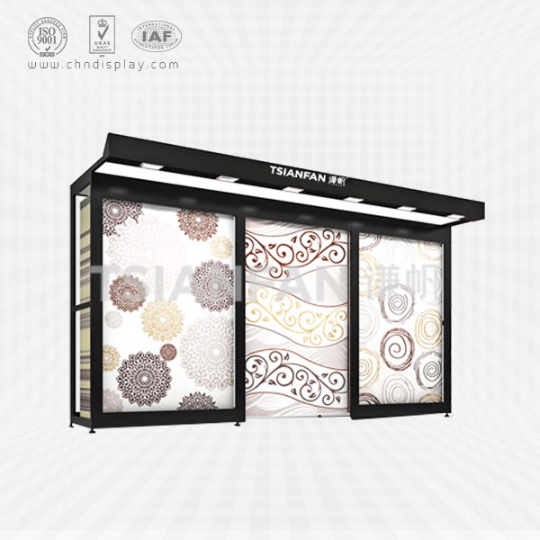 customized practical metal hanging rug display rack metal carpet rack for exhibition，pull-out displays-ct2011