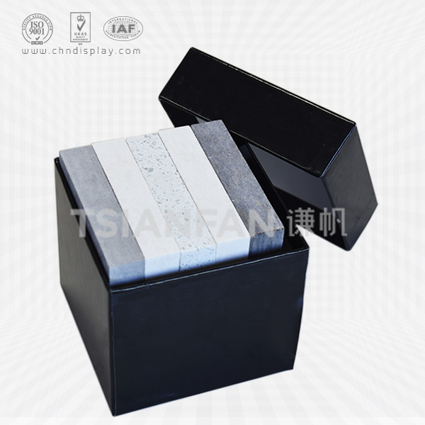 black quartz stone sample display box,cardboard cap-pb2021
