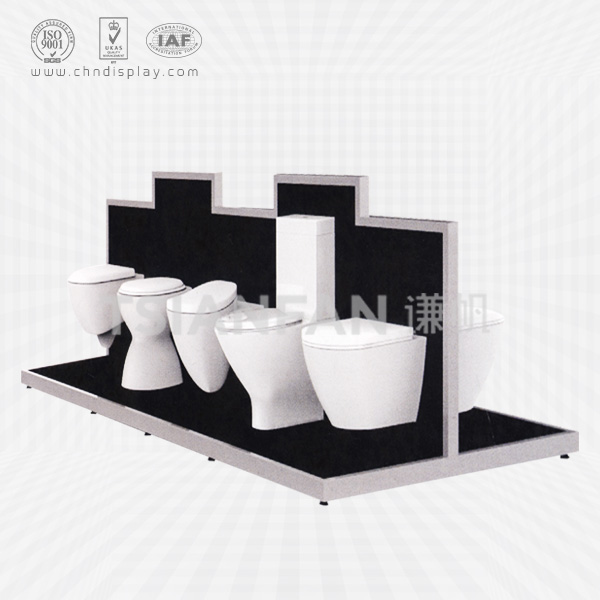 custom home appliance retail shop large wooden advertising bathroom toilet sanitary ware display stand-vm2011