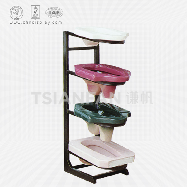 bathroom accessory display stand ceramic squat pan dispaly shelf rack-vb2008