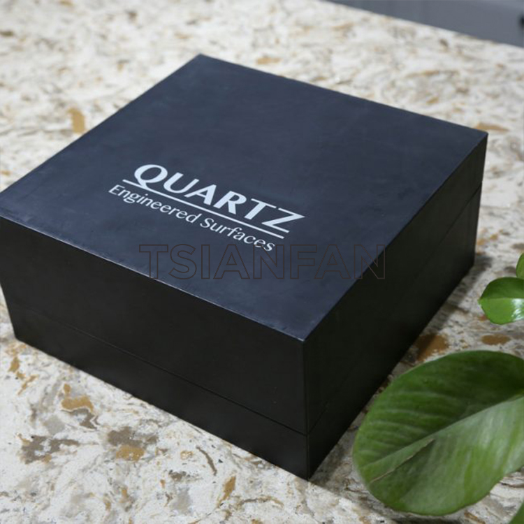 black flip sample box for custom quartz stone marble display-pb2008