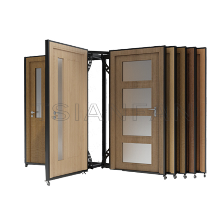 modern style wood door display stand,open book style-d2017