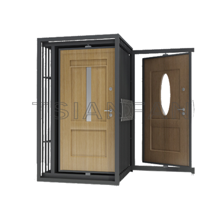 metal floor standing cabinet door display rack,rotating style-d2018