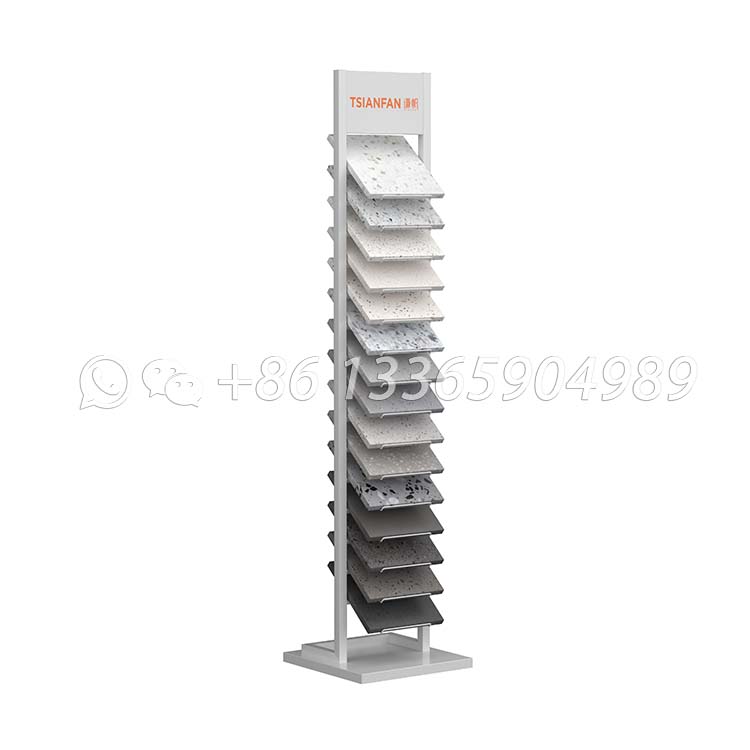 Metal White Granite Display Rack Showroom Design Tower-SRL003