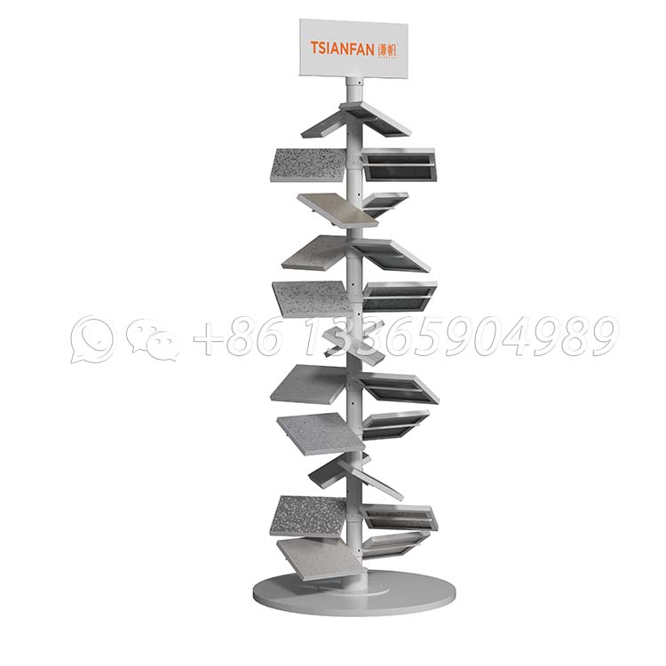 black rotating granite stone display rack flooring manufacturer tile sample display-SRL010