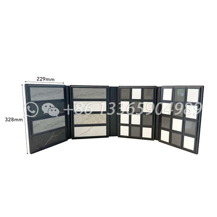 4 Panels Fold‑Out Stone Sample Folder, Mixed‑Grid Building Material Swatch Book For Showroom-PY-U