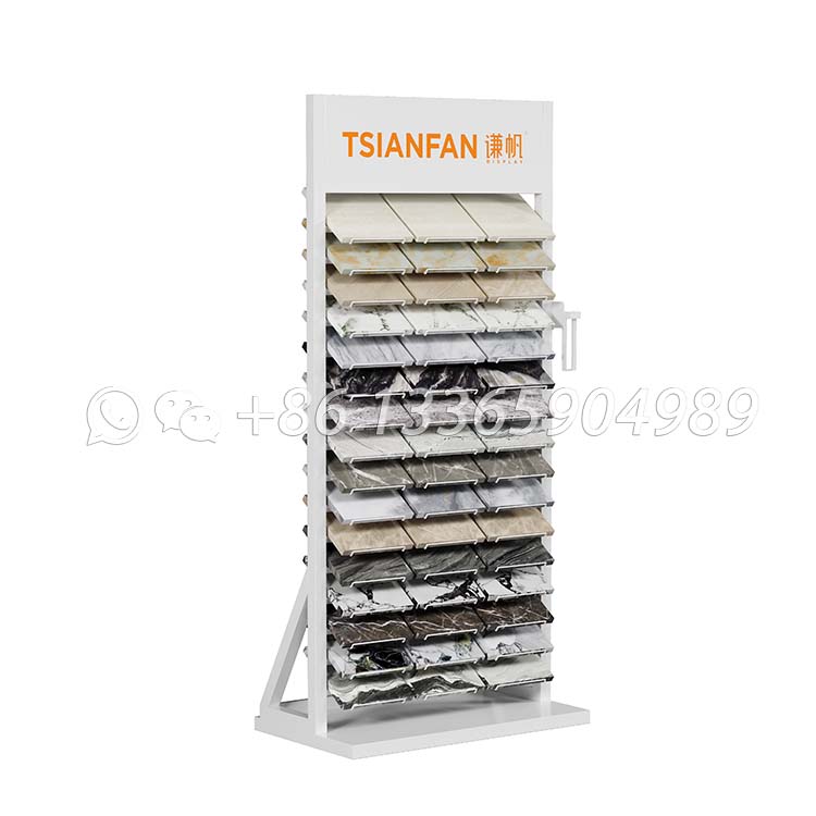Triangular stable quartz stone display stand durable display rack for showroom-SRL132