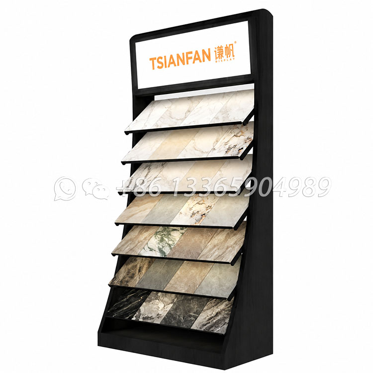 Slanted Tile Display Stand, Floor‑standing Marble Sample Display Rack-SRL021